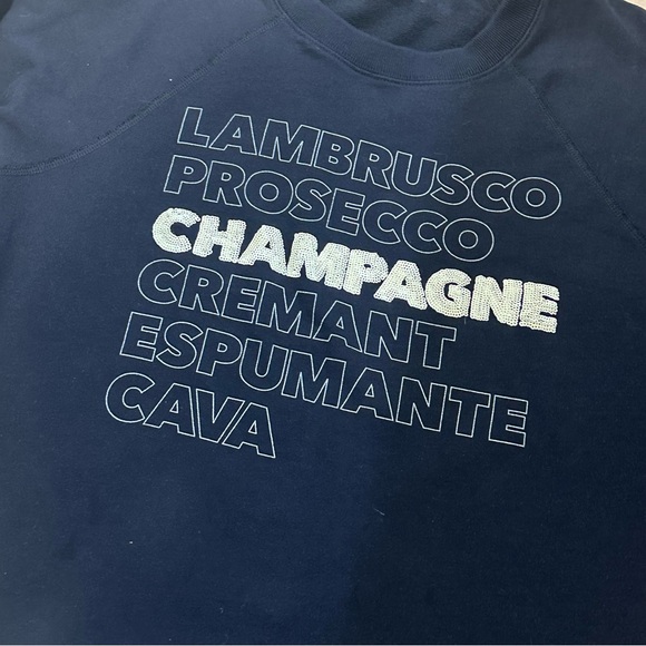 J. CREW NAVY BLUE SEQUIN CHAMPAGNE PULLOVER SWEATSHIRT WOMENS SZ LARGE - Picture 4 of 6